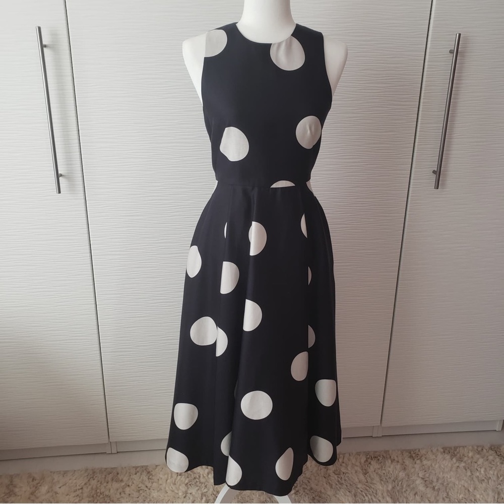 LK Bennett Black Midi Dress with White Polka Dots